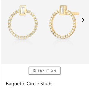 Ring Concierge Baguette Circle Diamond Studs - 14k Yellow Gold